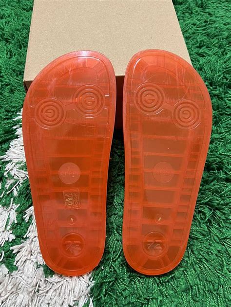 orange rubber gucci slides|Gucci cutout slides.